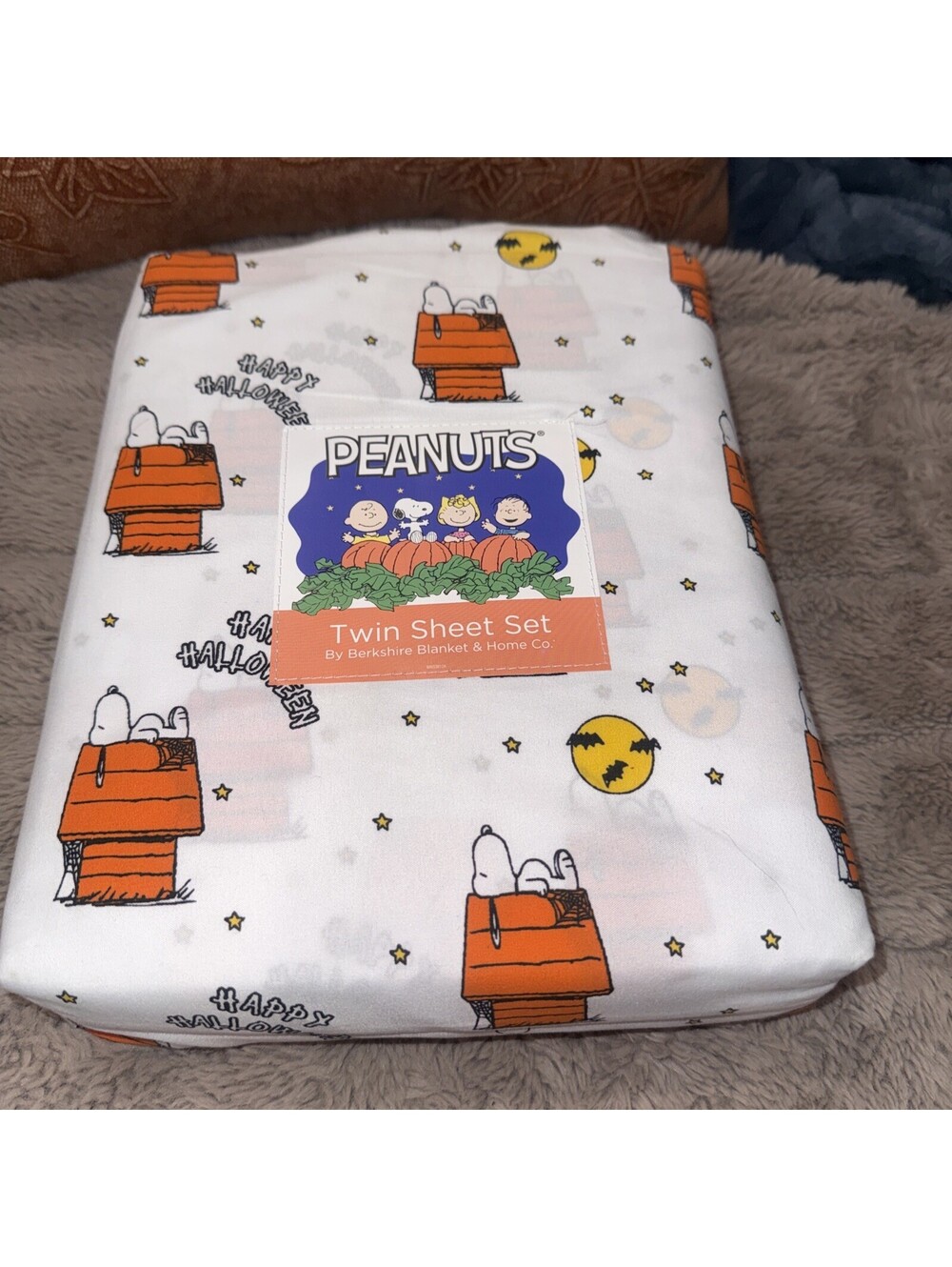 New Peanuts snoopy Berkshire Blankets Halloween twin Size Sheet Set w pillowcase
